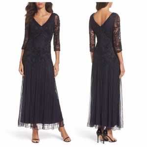 Pisarro Nights Embellished Mesh Drop Waist Dress
